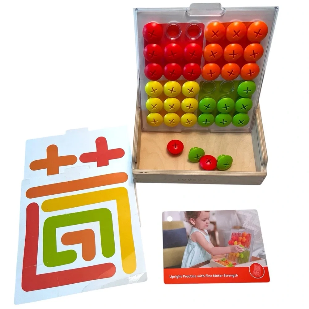Lovevery Mosaic Button Board Set & Info Play Card Toddler Montessori Learning